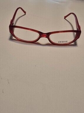 NEW! GUESS Teen Girls Red Glitter Transparent Rectangular Glasses.